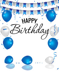 Birthday Celebrations banner with balloons and confetti. vector illustration