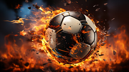 Fototapeta premium soccer ball in fire