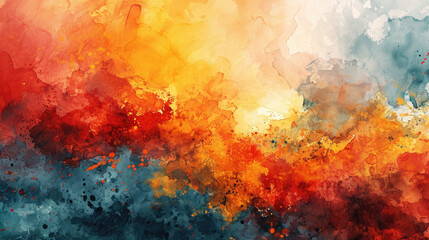 Obraz na płótnie Canvas Abstract watercolor background combining red, orange and yellow colors