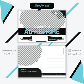Creative Post Card Design, Professional Travel Post Card Template.