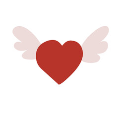 Red heart with wings, Celebration and Happy Valentine's Day