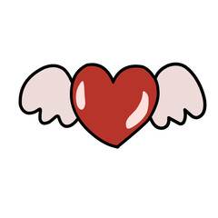 Red heart with wings, Celebration and Happy Valentine's Day