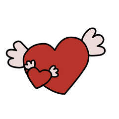 Red heart with wings, Celebration and Happy Valentine's Day