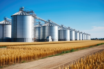 Fototapeta na wymiar grain silos in the field