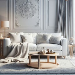 fabric white sofa interior and calm mood interior