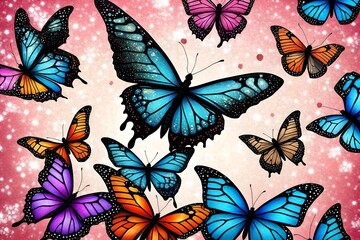 abstrect seamless pattern with butterflies