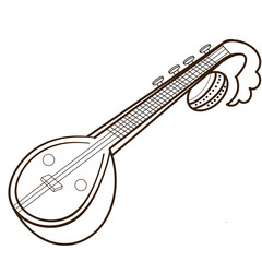 Veena musical instrument Outlined