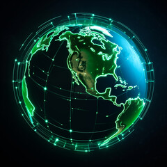 Naklejka premium An AI generative image of dramatic futuristic earth globe.