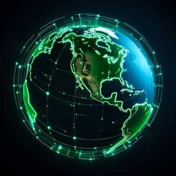 An AI generative image of dramatic futuristic earth globe.