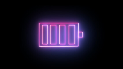 Batery cell phone in neon lights style
