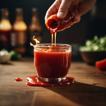 glass of red hot chilli souce