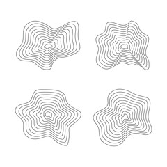 Abstract wavy geometric shapes isolated vector illustration.