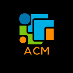 ACM Letter logo design template vector. ACM Business abstract connection vector logo. ACM icon circle logotype.
