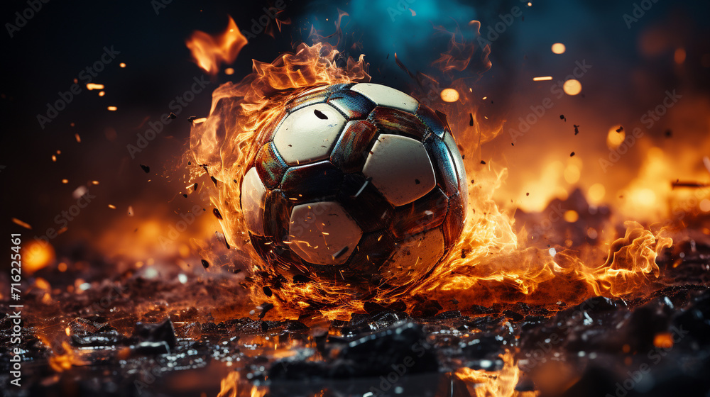 Wall mural soccer ball in fire