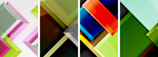 Color glass glossy square composition poster set for wallpaper, business card, cover, poster, banner, brochure, header, website