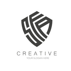 SFA letter logo Design. Shield letter logo design
