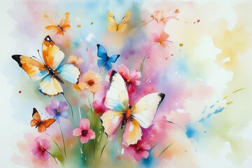 Colorful Watercolor Impressionist Butterflies