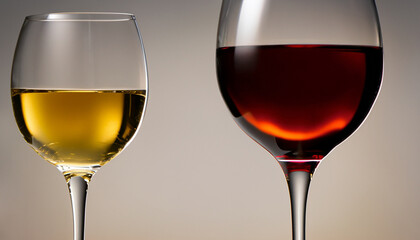 グラスに注がれた赤ワインと白ワイン