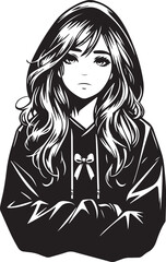 Girl Wearing Hoodie Vector Design