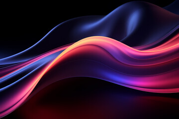 Dark abstract neon wave background created with Generative AI