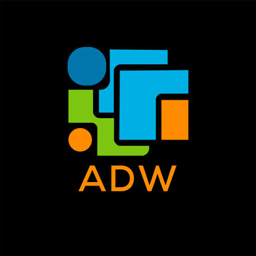 ADW Letter logo design template vector. ADW Business abstract connection vector logo. ADW icon circle logotype.
