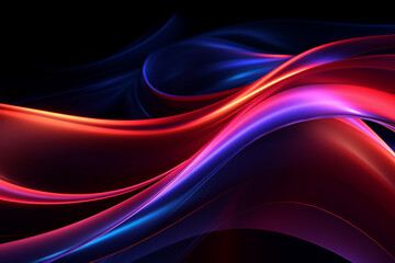 Dark abstract neon wave background created with Generative AI