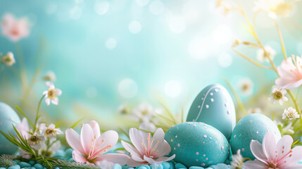 Soft turquise Easter Background with Copy Space