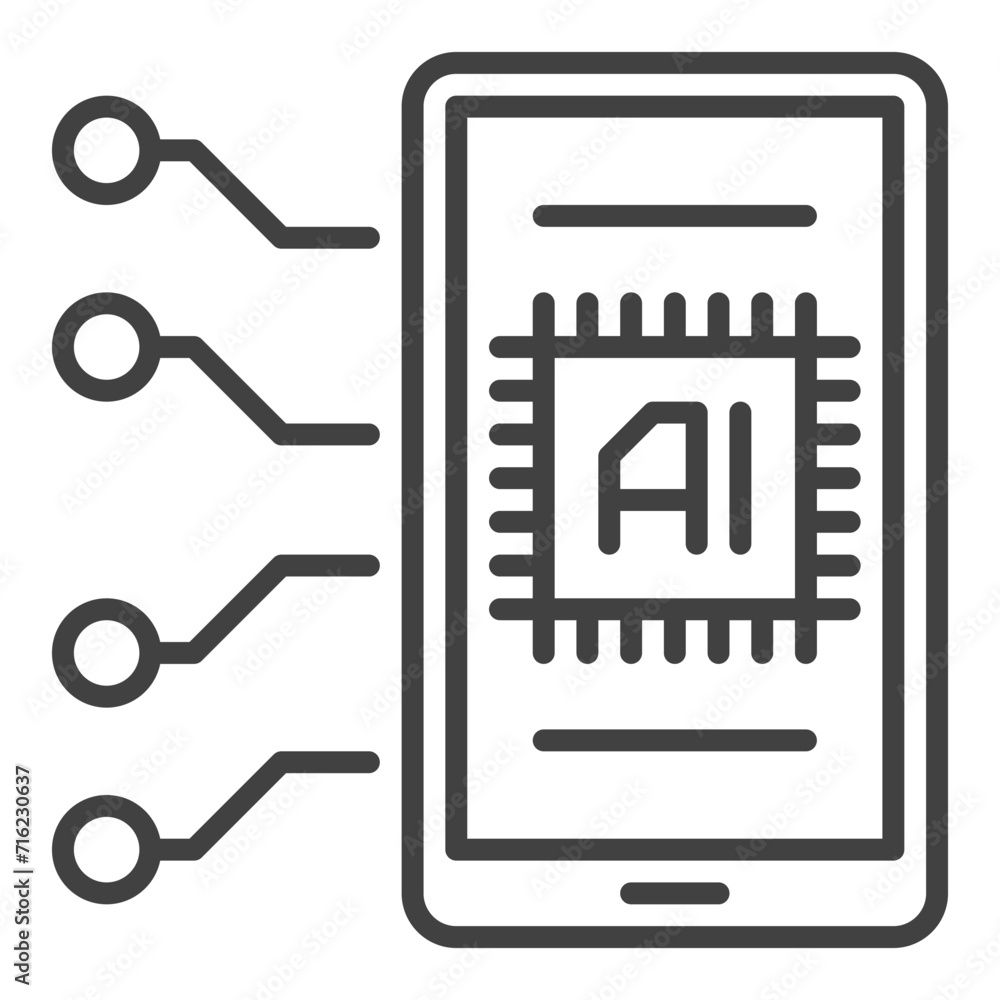 Poster ai smartphone device vector artificial intelligence outline icon or symbol