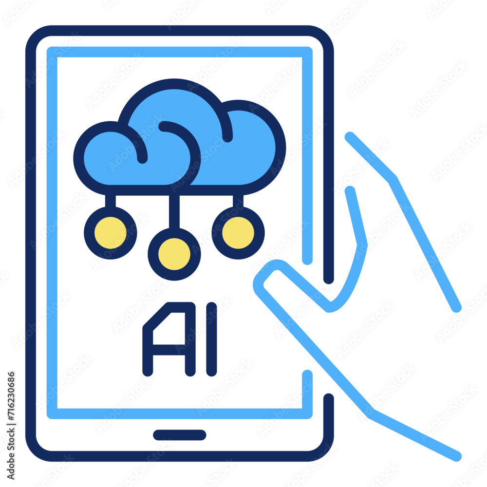 Aufkleber hand holding ai smartphone vector artificial intelligence colored icon or design element