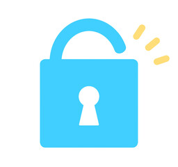 シンプルな水色の開いた南京錠	
