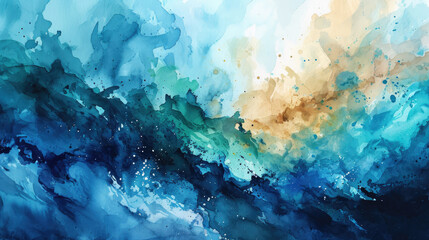 Fototapeta na wymiar Abstract watercolor background with a combination of navy blue and sea green