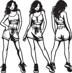 Fashion Of Girls Looking Beautiful Vector Design