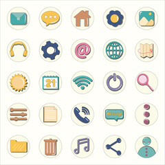 Set of basic web ux ui vector icons in line style design for website, app, ui, isolated on background. EPS 10 vector illustration.
