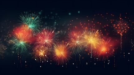 Fototapeta premium Happy New Year, burning fireworks with bokeh light background