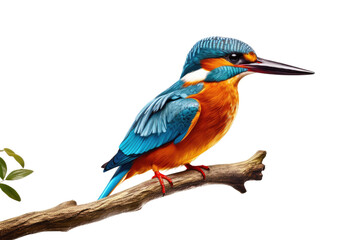 The Beautiful Kingfisher on a Branch Isolated On Transparent Background