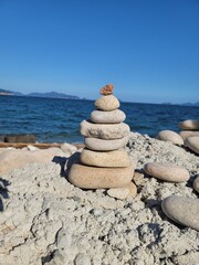 stack of stones on beach