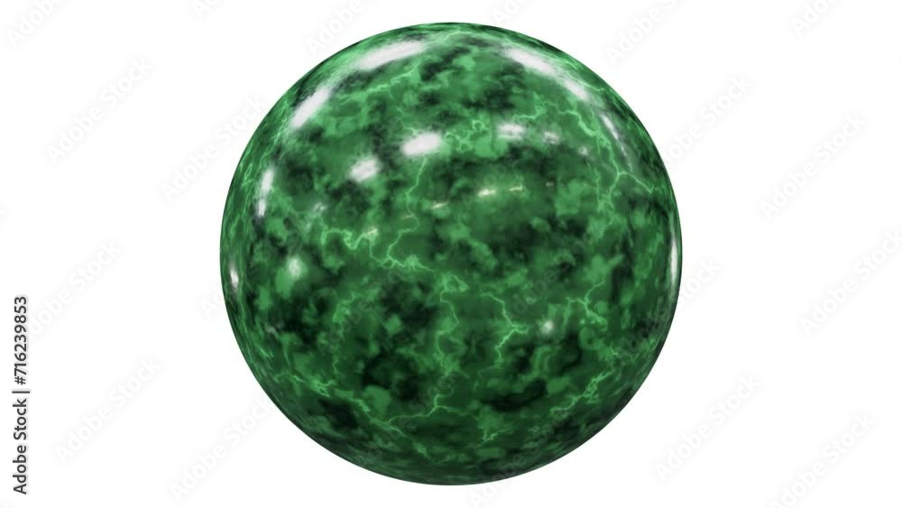 Aufkleber realistic looping 3d animation of the spinning green marble sphere rendered in uhd with alpha matte