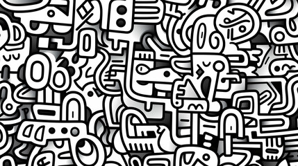 Funny doodle seamless pattern, artistic background