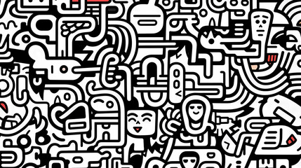 Funny doodle seamless pattern, artistic background