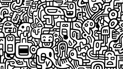 Funny doodle seamless pattern, artistic background