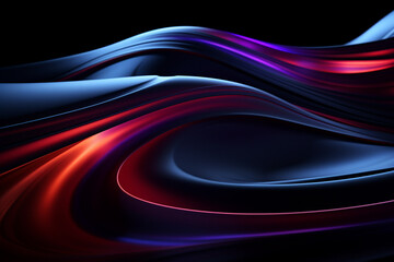 Dark abstract neon wave background created with Generative AI