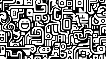 Funny doodle seamless pattern, artistic background