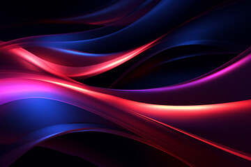 Dark abstract neon wave background created with Generative AI