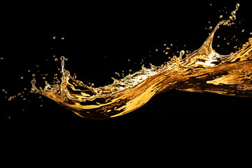 Golden Liquid Splashing on Black Background