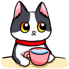 cat with water glass