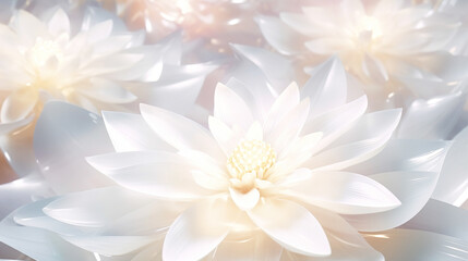 神々しい光を放つ白い花の背景 - obrazy, fototapety, plakaty