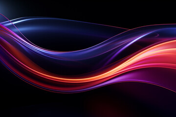 Naklejka premium Dark abstract neon wave background created with Generative AI