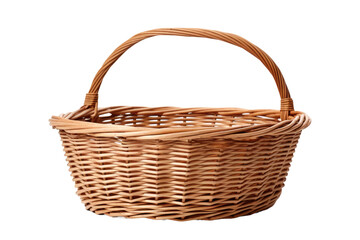 Fototapeta na wymiar Handmade Wicker Basket with Handle Isolated On Transparent Background