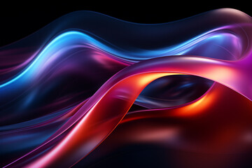 Fototapeta premium Dark abstract neon wave background created with Generative AI