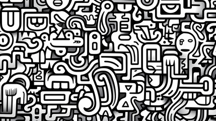 Funny doodle seamless pattern, artistic background